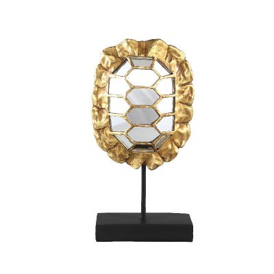 PTMD Jorge Gold poly statue turtle back with mirror