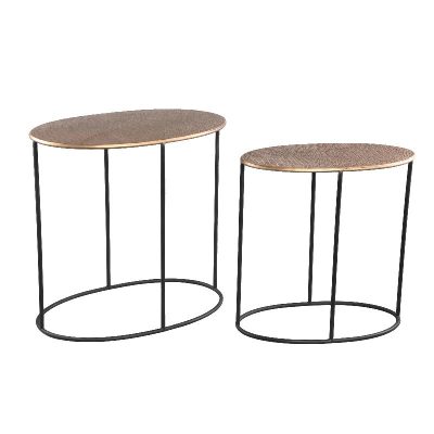 PTMD Zony Gold antique iron sidetable oval shape SV2