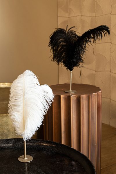 PTMD Bellina Black metal statue with two big feathers