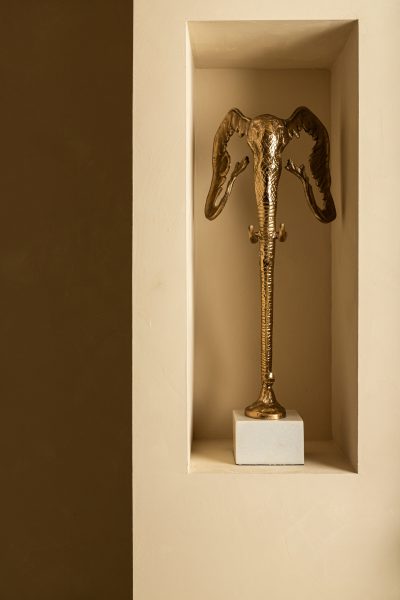 PTMD Horton Champagne alu elephant statue marble base S