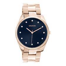 OOZOO horloge rose goud met donkerblauwe wijzerplaat