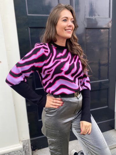 FLURESK Steph Trui Zwart Cool Purple
