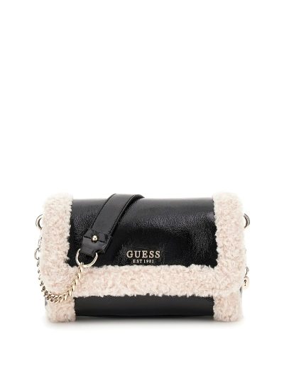 GUESS Tas Black met bont detail