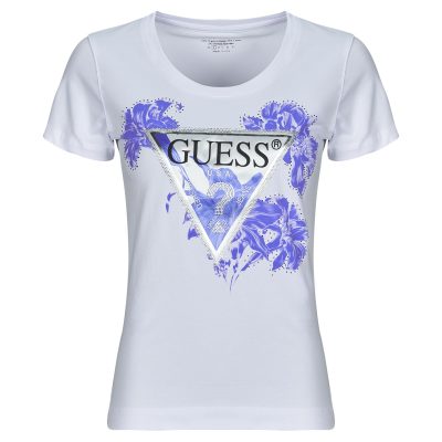 GUESS T-shirt logo bleu/white